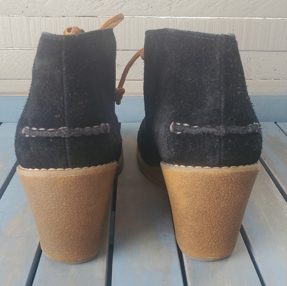 SPERRY TOPSIDER HARLOW WEDGE HEEL BOOT BLACK SUEDE LEATHER SIZE 7 EUC - Picture 6 of 9